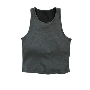 Vuori Ribbed Padded Tank Dark Gray Built In Bra Athletic Crop Top